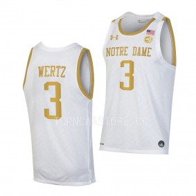 Trey Wertz Notre Dame Fighting Irish #3 White College Basketball Jersey 2022-23